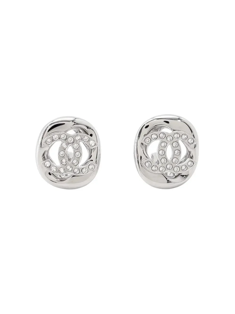 Chanel Cc Logo Clip-On Earrings Silver- #357592C10B